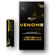 Hard Drives Fantom Drives VENOM8 8TB NVMe Gen 4 M.2 2280 Internal SSD for Gaming PC & Laptops Up to 7400MB/s Read Speed 3D NAND TLC 8TB NVMe M.2 VM8X80