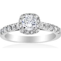 Diamond engagement rings Pompeii3 1ct Cushion Halo Diamond Engagement Ring 14K White Gold