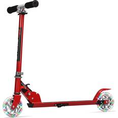 Costway Kick Scooters Costway Folding Aluminum Kids Kick Scooter with LED Lights-Red