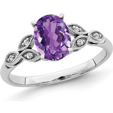 1.10 Carat ctw Oval-Cut Amethyst Ring in 14K White Gold