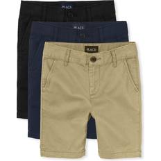 The Children's Place Boy's Uniform Stretch Chino Shorts 3-pack - Black /Flax/New Navy