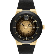 Movado Bold Fusion Auto Ion-Plated Leather-Strap Black Black one-size