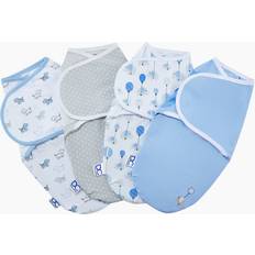 Delta Children Baby Blankets Delta Children Little Lambs Adjustable Swaddle Wrap 4-Pack in Blue Size Large 100% Natural Blue L