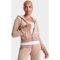 Juicy Couture Tops Juicy Couture Women's OG Big Bling Velour Zip-Up Hoodie Warm Taupe