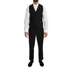 Silk Vests Dolce & Gabbana Black Wool Dress Waistcoat Gillet Men's Vest