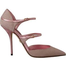 Dolce & Gabbana High Heel Heels & Pumps Dolce & Gabbana Pink Glittered Strappy Sandals Mary Jane Shoes