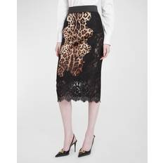 Braun - Midiröcke Dolce & Gabbana Leopard-print satin midi skirt with lace inserts leo_new