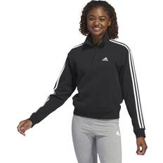 Adidas Clothing adidas Women's Cotton 3-Stripes Quarter-Zip Sweatshirt Black/white Black/white