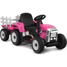 Costway Electric Vehicles Costway Kids' 12V Ride-on Tractor with Trailer and Parent Remote Control Pink
