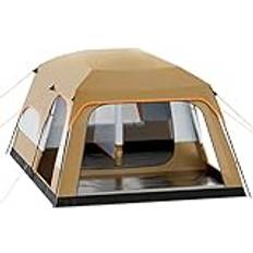 Family tent MoNiBloom "MoNiBloom 174x128" Portable Camping Hiking Tent 8 People Family Backpacking Instant Cabin Fiberglass in Gray/Brown Wayfair" Gray/Brown