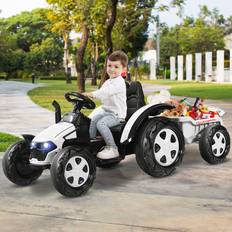 Costway Autos Costway 12V Elektro Traktor für Kinder mit abnehmbarem Anhanger und 2,4G Fernbedienung