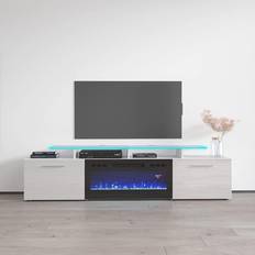 Modern tv stand with fireplace Meble Furniture Rova White 19x75"