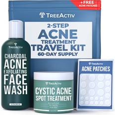 Travel Size Blemish Treatments TreeActiv 2-Step Acne Treatment Travel Kit Pimple Patches Wash