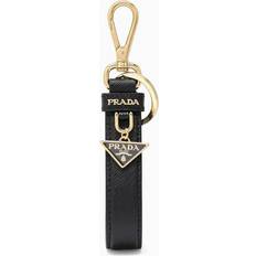 Prada Keychains Prada Black/Gold Saffiano Leather Keychain - Black