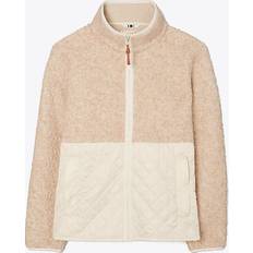 Tory Burch Outerwear Tory Burch Fleece Quilted Jacket Natural Heather/French Cream