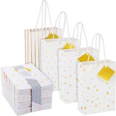 24 Pack Small White Bags with Handles and Tags, Paper Gift Bags for Small  Business, 4 Rose Gold Foil Designs (7.9 x 5.5 x 2.5 In)