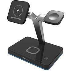 Digipower Wireless Charger 3 in 1 Magnetic Charging Station Fast Wireless Charger Stand for iPhone 14/13/12/Pro/Max, for Apple Watch 7/6/5/4/3/2/SE, AirPods 3/2/Pro