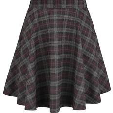 Banned Retro Rock Check Flared Skirt Short skirt grey purple