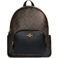 Laptop/Tablet Compartment Bags Coach Large Court Backpack In Signature Canvas - Gold/Brown Black