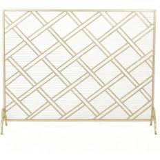 Gold Fireplaces Noble House Josette Gold Metal 1-Panel Fireplace Screen