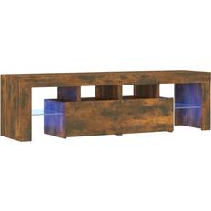 vidaXL Cabinet with Led Lights Smoked Oak TV-benk 140x40cm