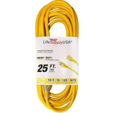 LifeSupplyUSA 2 Pack 12/3 3ft SJTW 15 Amp 125 Volt 1875 Watt Lighted End Indoor/Outdoor Black Heavy Duty Extension Cord (3 Feet)