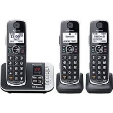Cordless phone with answering machine Panasonic Panasonic Link2Cell Bluetooth DECT 6.0 Expandable Cordless Phone System with Answering Machine and Call Blocking 3 Handsets KX-TGE663B Black