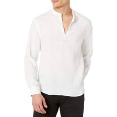 Lucky Brand Men's Long Sleeve Solid Linen Shirt - White Medium