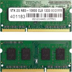 2 GB RAM Memory Visiontek 2 X 2Gb Pc3-10600 Ddr3 1333Mhz 240-Pin Dimm Memory Module