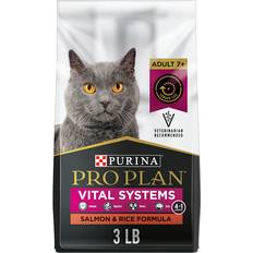 PURINA PRO PLAN Cats Pets PURINA PRO PLAN Vital Systems 4-in-1 Formula Salmon & Rice Formula Senior Cat Food Dry, 3-lb bag