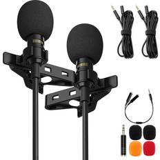 Lavalier Lapel Microphone Complete Set Professional Omnidirectional Condenser Grade Audio Video Recording Mic for Android/iPhone/PC/Camera for Interview, YouTube, Video Conference, Podcast