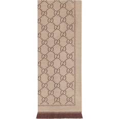 Women Scarfs Gucci GG Jacquard Knitted Scarf - Light Brown
