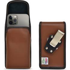 Apple iPhone 12 Pouches iPhone 14 Pro 14 13/13 Pro 12/12 Pro Vertical Holster BROWN Leather Pouch Belt Clip