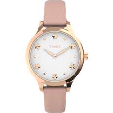 Watch Straps Timex Peyton 36MM Leather Rose Gold-Tone/Pink/White