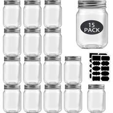 8 Pack Clear 12 oz Plastic Jars with Lids, Slime Containers for Kids DIY Crafts