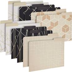 Decorative File Folders with Geometric Gold Foil 1/3 Cut Tab Letter 12-pack