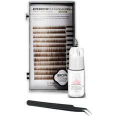 Eyebrow & Eyelash Tints Eyebrow Extensions with Eyebrow Extension Glue Clear with Mink Eyebrows In Browns and Blacks Comes on Mixed Length Trays 5-8 mm mix by KC Republic BROWNBROWN