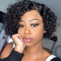 Short Wigs for Black Women Short Curly Side Part Lace Wigs Human Hair Wigs
