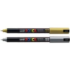 Posca Arts & Crafts Posca Uni-Ball Uniball PC-1MR Ultra Fine Marker Pens GOLD & SILVER PACK of 2