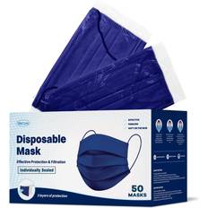 Face Masks WeCare Protective Face Masks, Box of each Individually-Wrapped Navy Blue