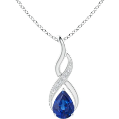 Angara Infinity Swirl Pendant Necklace 0.78 - White Gold/Sapphire/Diamonds