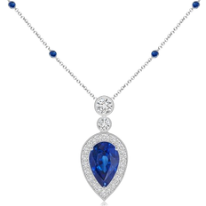Angara Inverted Pear Necklace 1.87ct - White Gold/Sapphire/Diamonds