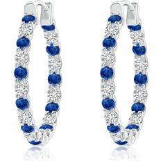 Angara Prong-Set Inside Out Hoop Earrings 1.08 ct - White Gold/Sapphire/Transparent