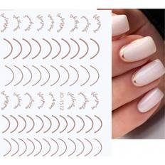 Nail Decoration & Nail Stickers Shein 1sheet Golden Line Nail Stickers Gold Thorns Curve Stripe Lines Nail Art Decoration