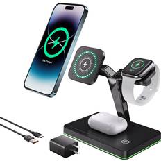 Magnetic Wireless Charger 3 in 1 Wireless Charging Station, Wireless Apple Charger for iPhone 14/13/12 Pro Max/Pro/Mini/Plus,15W Fast Wireless Charger for iWatch Ultra/SE/8/7/6/5/4/3/2/AirPods 3 2