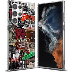 Samsung Galaxy S22 Ultra Mobile Phone Covers VIBECover Slim Case Compatible for Samsung Galaxy S22 Ultra 5G, Total Guard Flex TPU Cover, Graffiti Rock Band