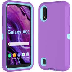 Purple Bumpers Galaxy A01 Case, Thybx [Drop Protection] Full Body Shock Dust Absorbing Grip Plastic Bumper TPU 3-Layers Durable Solid Phone Sturdy Hard Cases Cover for 5.7" Samsung Galaxy A01 [Purple]