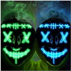 Facemasks on sale Halloween Scary Mask LED Mask LED Purge Mask [2PACK] LED Light Up Mask EL Wire Light Up for Festival Cosplay Halloween Costume Halloween Festival Party