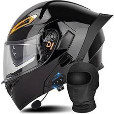 Men Motorcycle Helmets Poicon Bluetooth Modular Motorcycle Helmet DOT/ECE Approved Full Face Flip up Anti-Fog Double Visor Helmet Built-in Dual Speaker with Microphone for Adult Men and Women Adult, Man, Woman