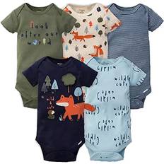Boys Bodysuits Children's Clothing Gerber Baby Boys 5-Pack Short Sleeve Variety Onesies Bodysuits Blue Fox 6-9 Months